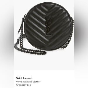 Saint Laurent Quilted Small Black Round Crossbody Bag
